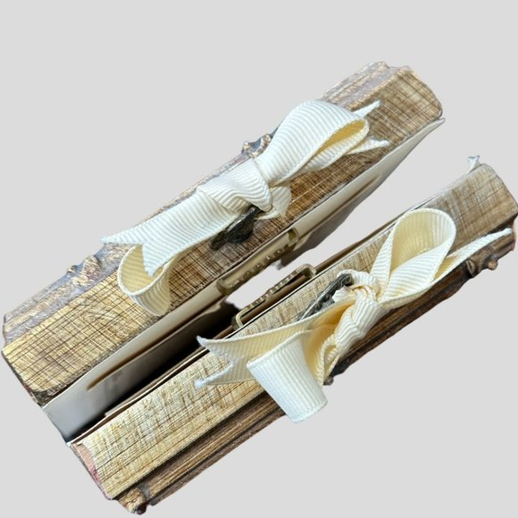 Vintage Wanda Lee Set of 2 Miniature Wood Framed Illustrated Perfume Bottles - Picture 6 of 14